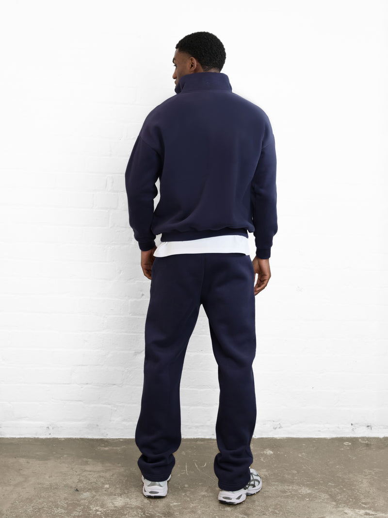 Outline Varsity 1/4 Zip Up Jumper - True Navy