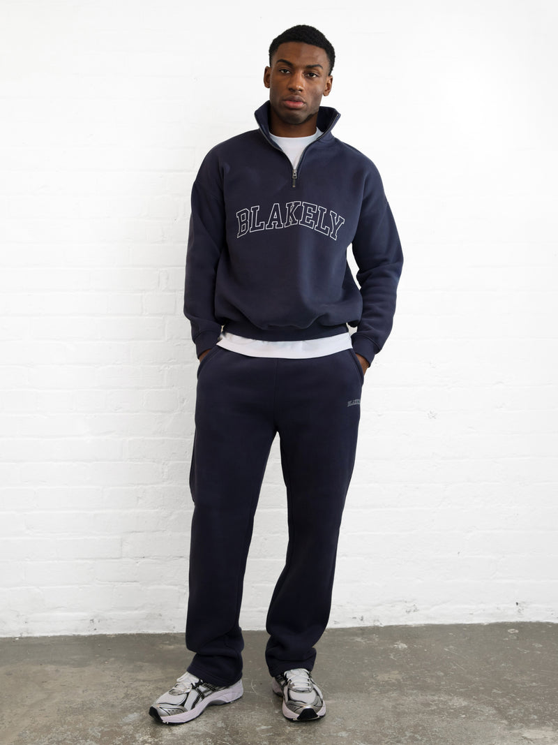 Outline Varsity 1/4 Zip Up Jumper - True Navy