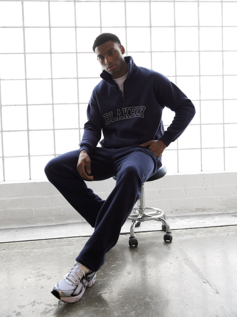 Outline Varsity 1/4 Zip Up Jumper - True Navy