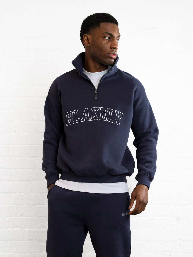 Outline Varsity 1/4 Zip Up Jumper - True Navy