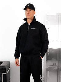 Miles Relaxed 1/4 Zip Jumper - Black