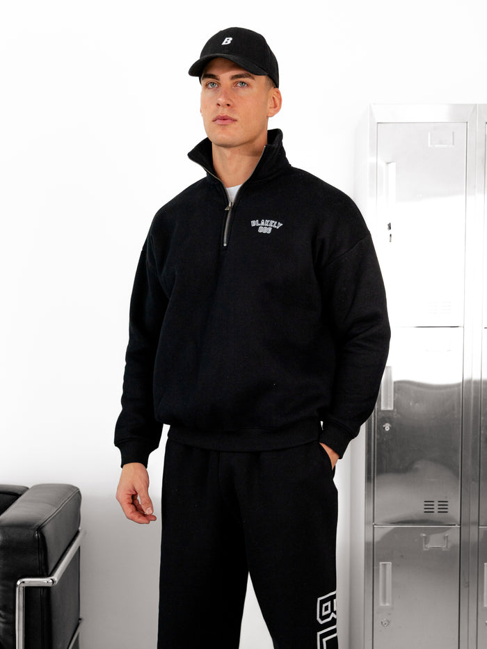 Miles Relaxed 1/4 Zip Jumper - Black