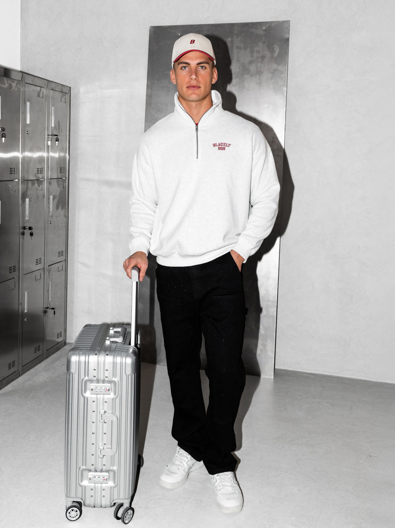 Miles Relaxed 1/4 Zip Jumper - Marl White