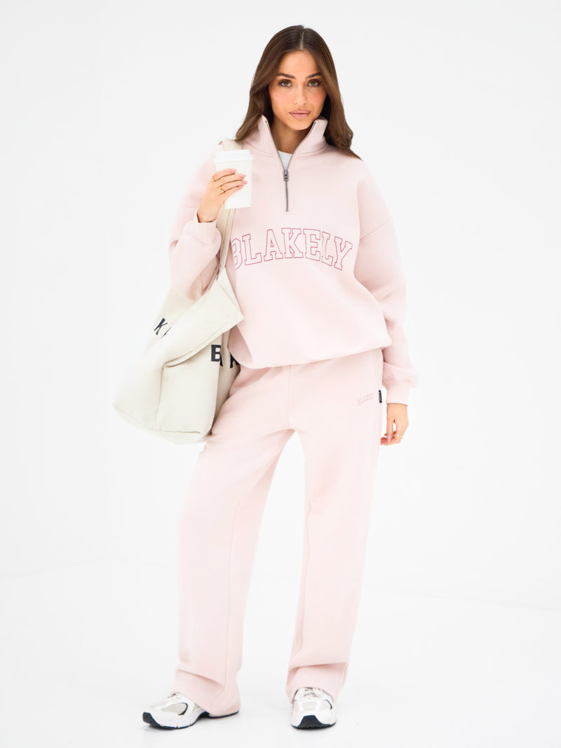 Outline Varsity 1/4 Zip Jumper - Ballet Pink