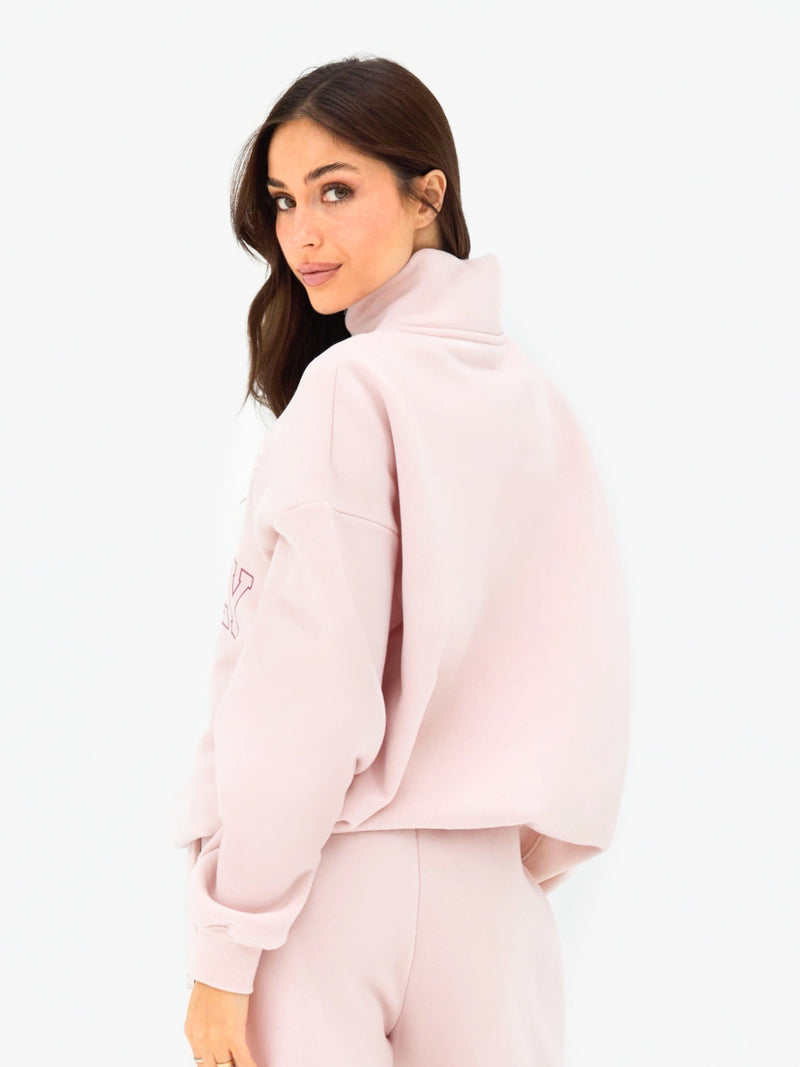 Outline Varsity 1/4 Zip Jumper - Ballet Pink