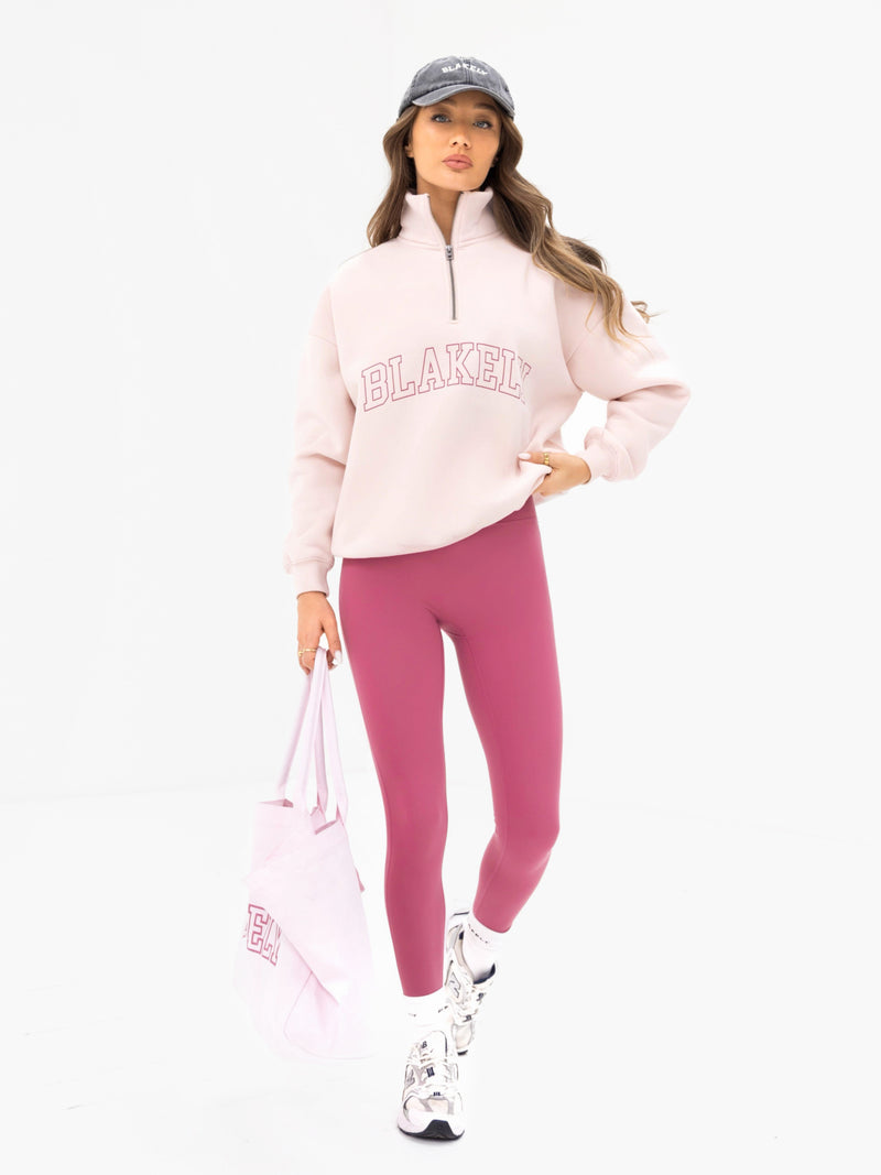 Outline Varsity 1/4 Zip Jumper - Ballet Pink