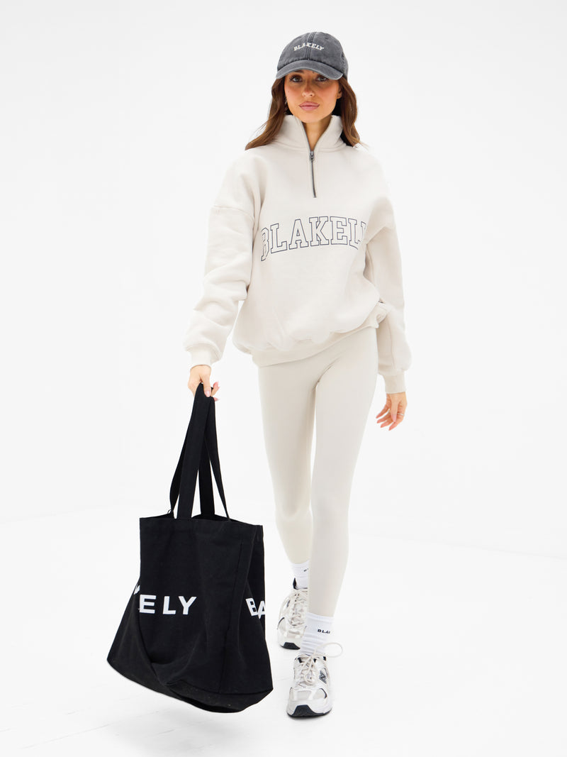 Outline Varsity 1/4 Zip Jumper - Chalk