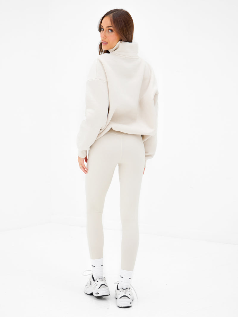 Outline Varsity 1/4 Zip Jumper - Chalk