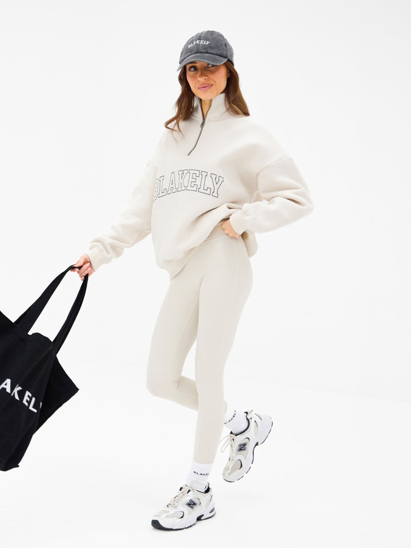 Outline Varsity 1/4 Zip Jumper - Chalk