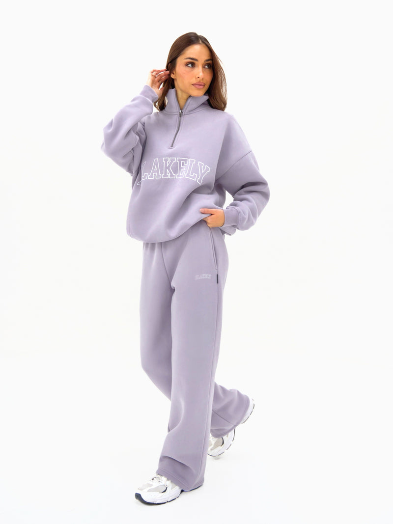 Outline Varsity 1/4 Zip Jumper - Washed Lilac