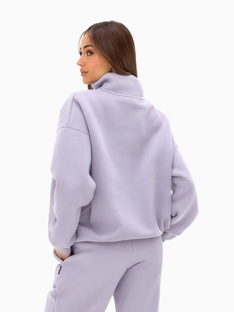 Outline Varsity 1/4 Zip Jumper - Washed Lilac