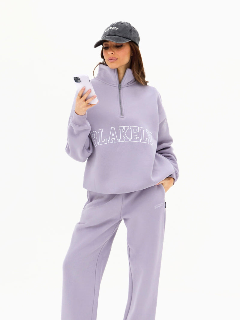 Outline Varsity 1/4 Zip Jumper - Washed Lilac