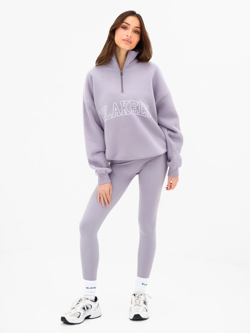 Outline Varsity 1/4 Zip Jumper - Washed Lilac