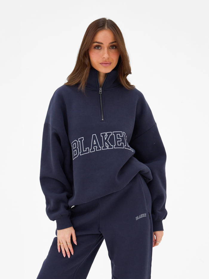 Outline Varsity 1/4 Zip Jumper - True Navy