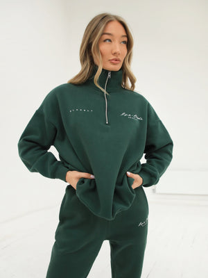 Life & Style 1/4 Zip Jumper - Forest Green