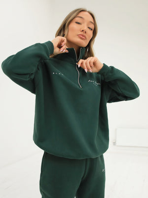 Life & Style 1/4 Zip Jumper - Forest Green
