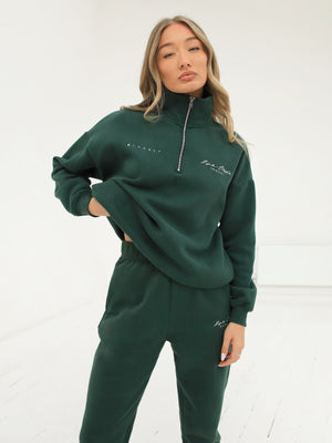 Life & Style 1/4 Zip Jumper - Forest Green