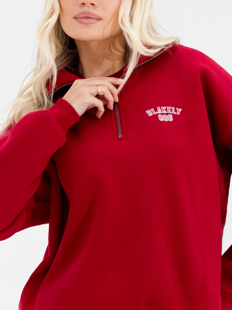 Alexis 1/4 Zip Jumper - Cherry Red