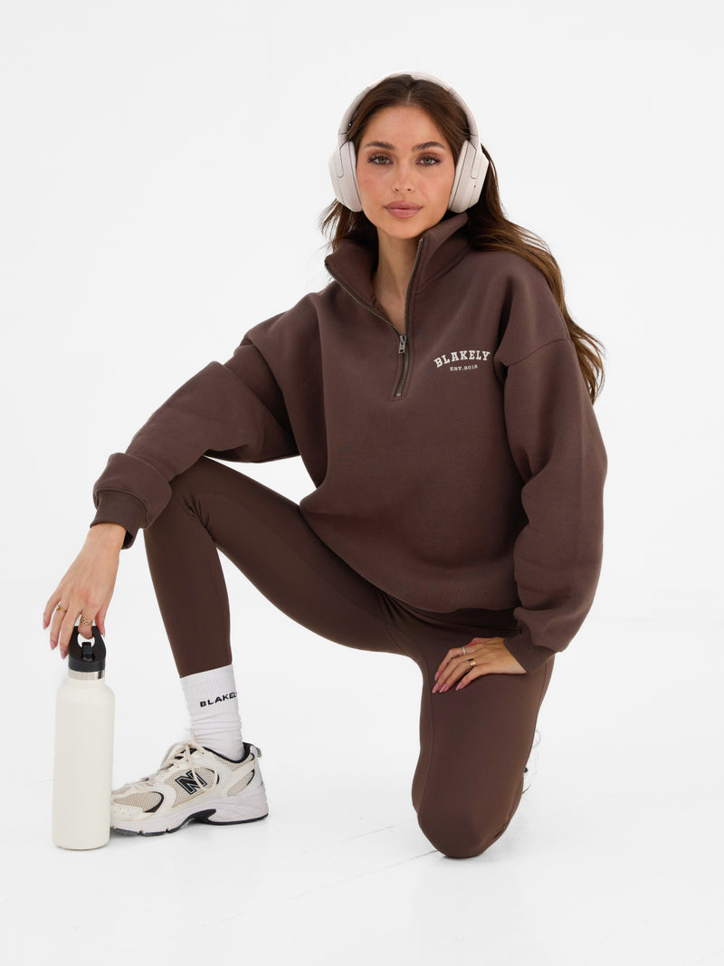 Heritage 1/4 Zip Jumper - Dark Chocolate