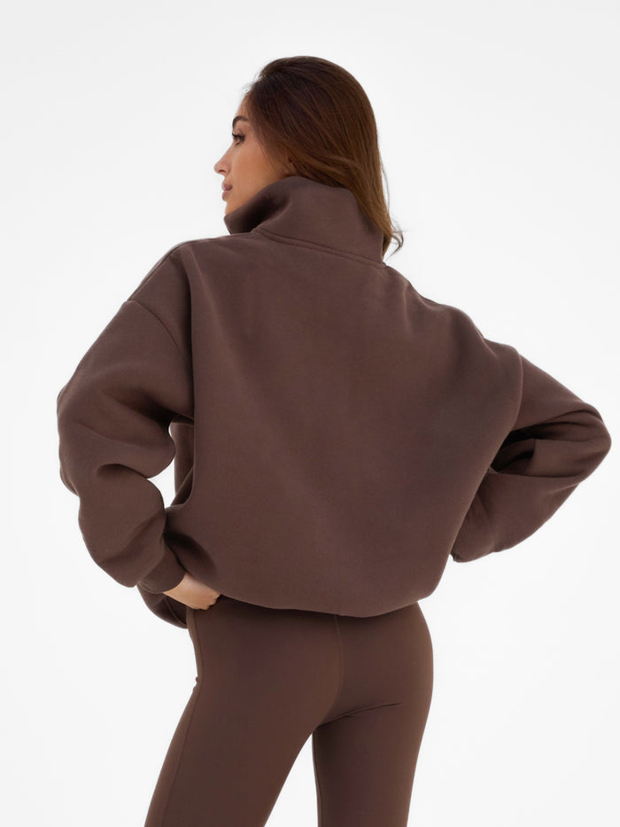 Heritage 1/4 Zip Jumper - Dark Chocolate