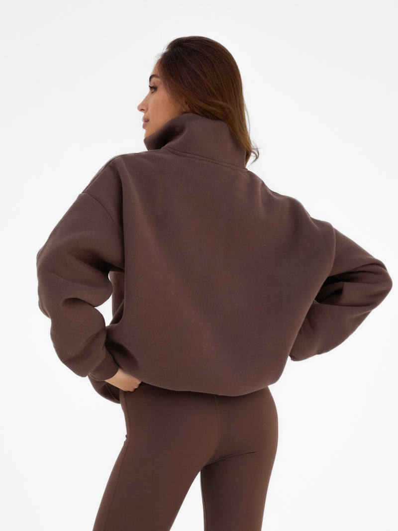 Heritage 1/4 Zip Jumper - Dark Chocolate