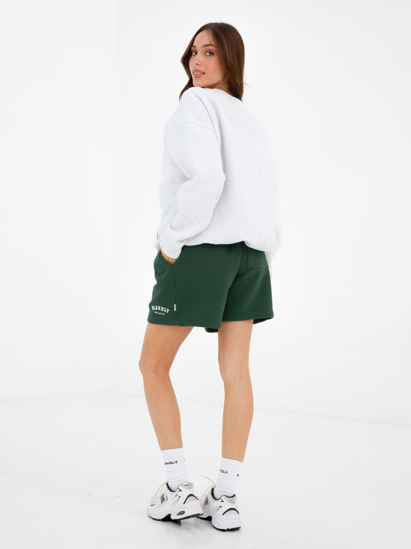Varsity Oversized Jumper - Marl White & Deep Green