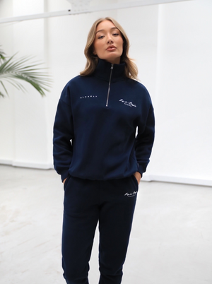 Life & Style 1/4 Zip Jumper - Navy Blue