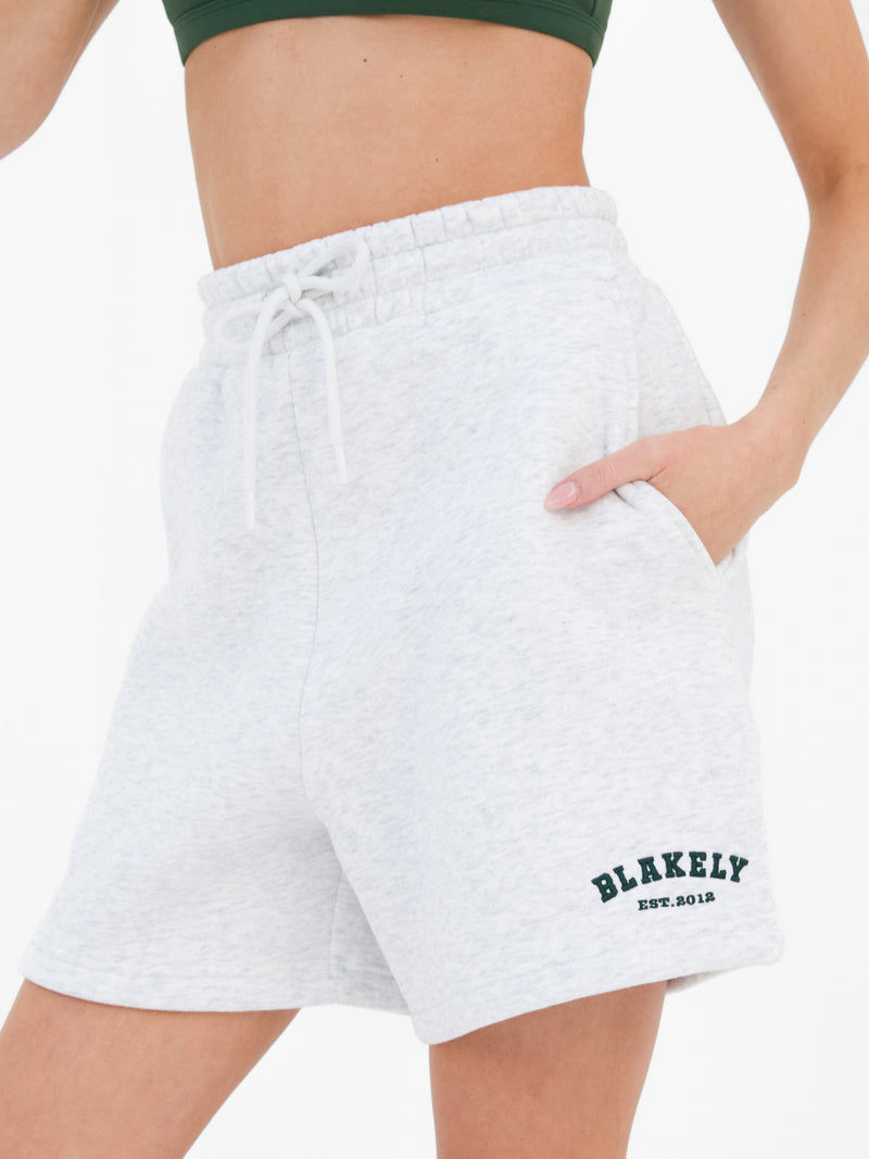 Heritage Jogger Shorts - Marl White & Deep Green