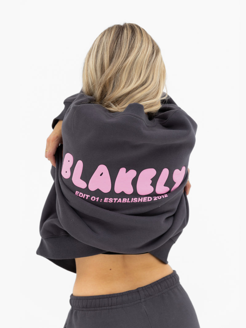 Cloud Print Oversized Jumper - Graphite