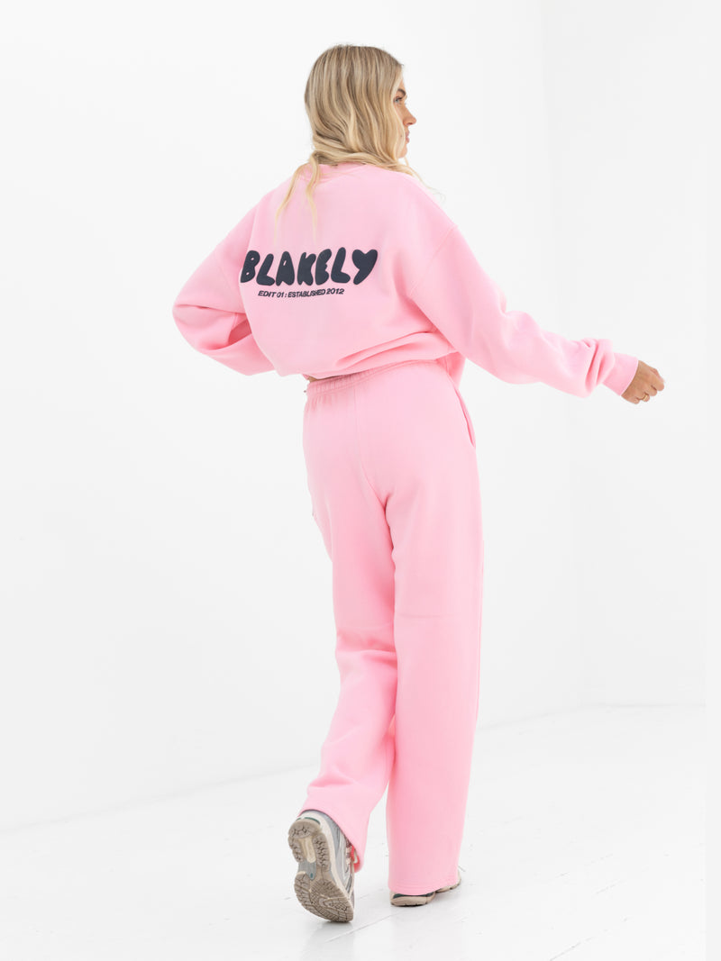 Cloud Print Oversized Jumper - Powder Pink