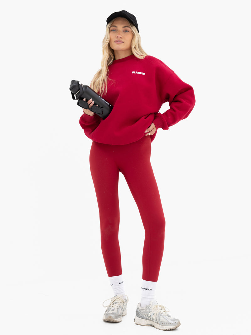 Cloud Print Oversized Jumper - Cherry Red