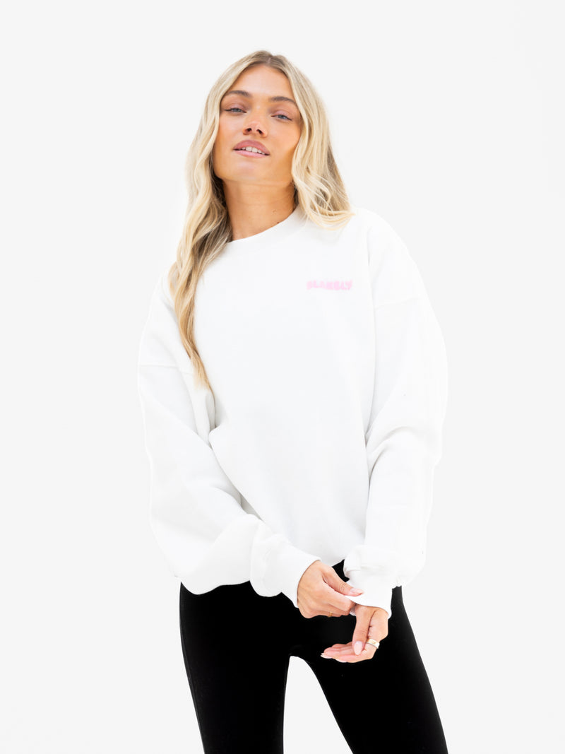 Cloud Print Oversized Jumper - Flat White & Powder Pink