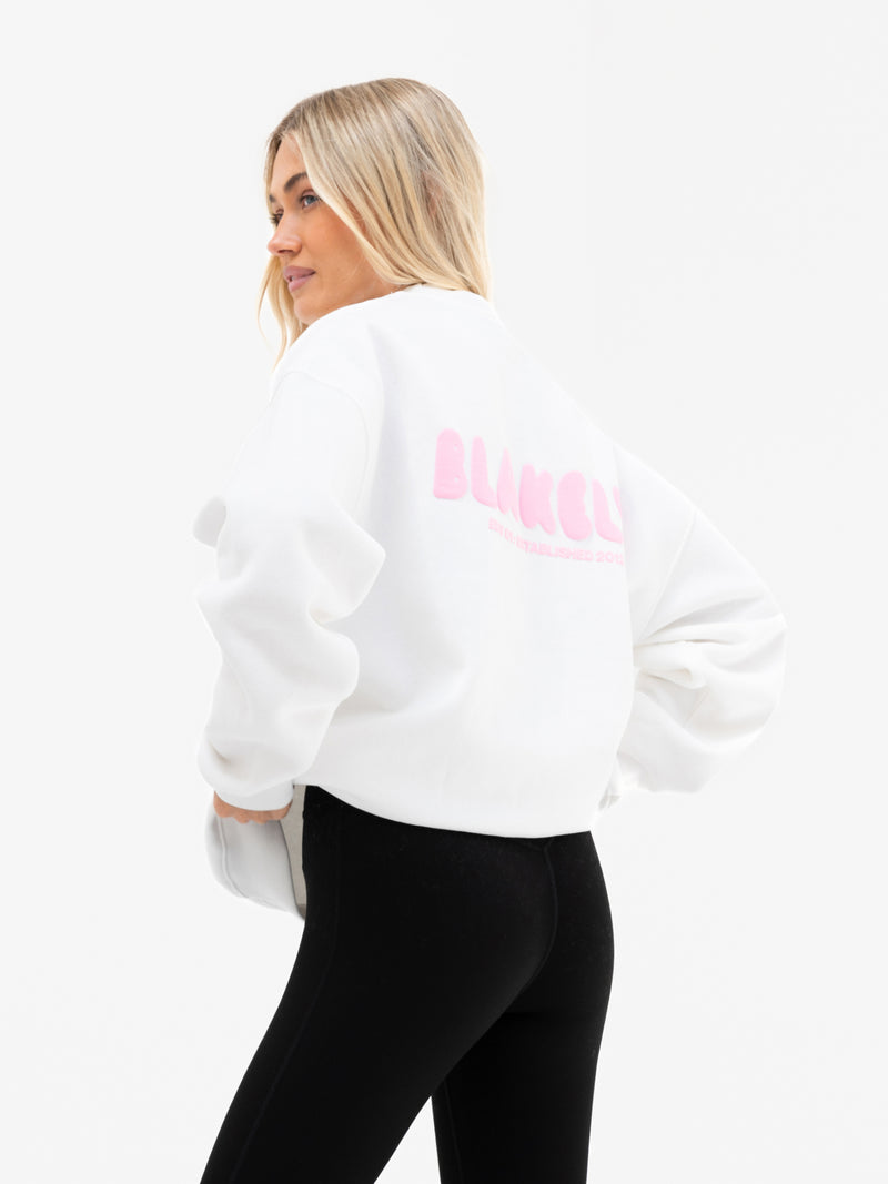 Cloud Print Oversized Jumper - Flat White & Powder Pink