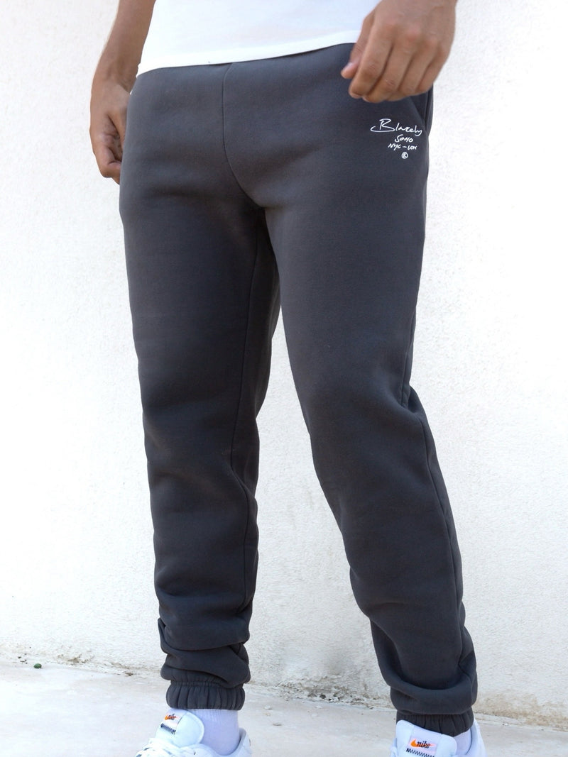 Soho Relaxed Script Sweatpants - Charcoal