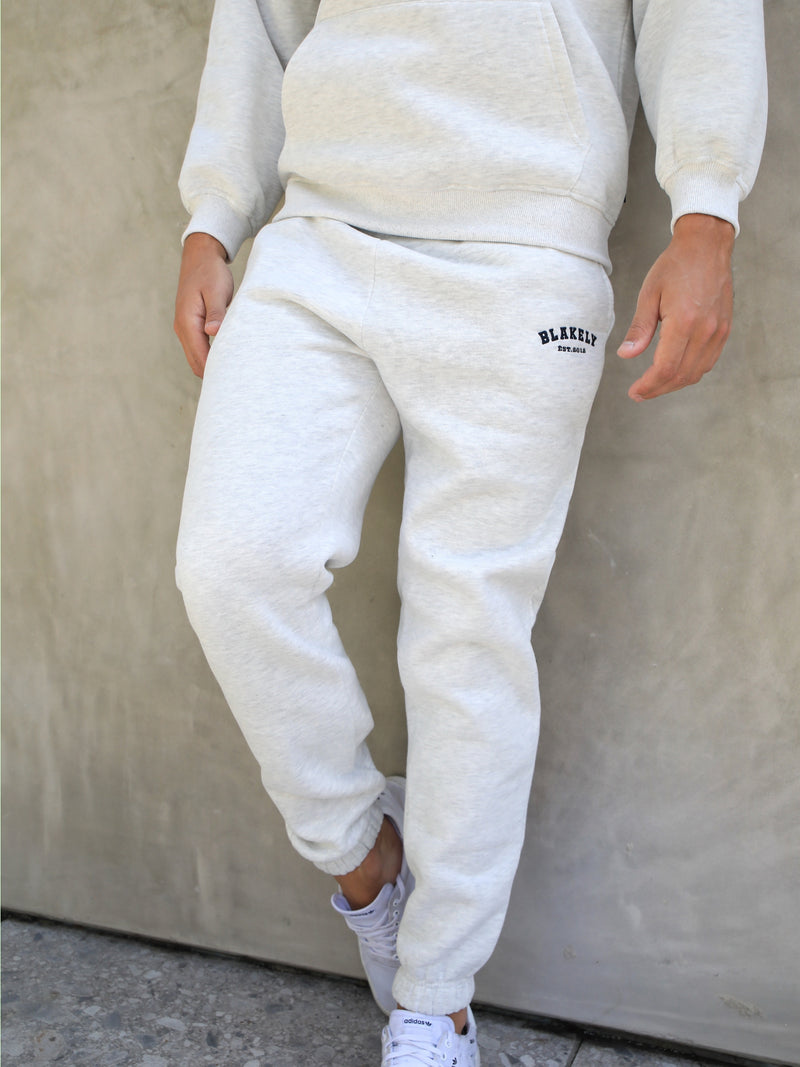 Varsity Relaxed Sweatpants - Marl White