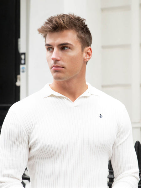 White ribbed hot sale polo neck