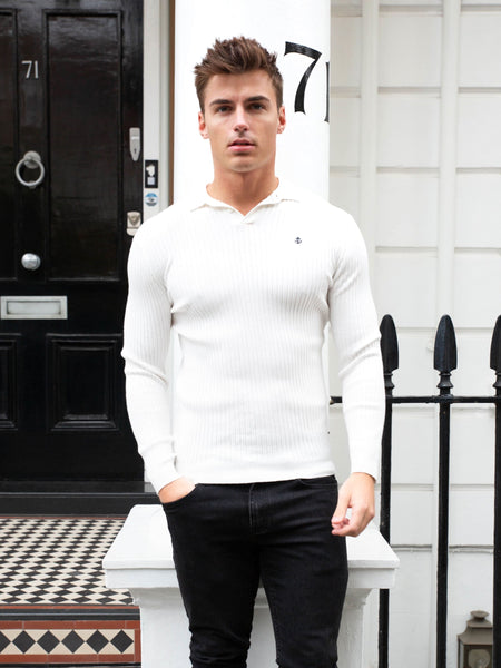 ribbed white polo