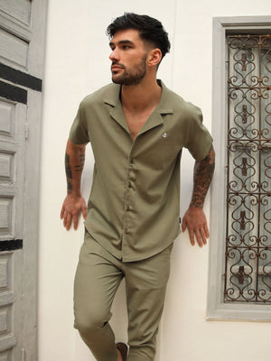 Nador Open Collared Shirt - Khaki