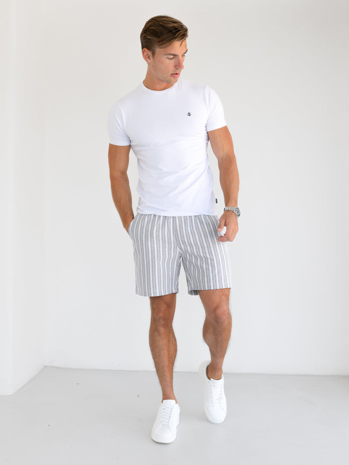 Ellis Relaxed Stripe Shorts - Grey