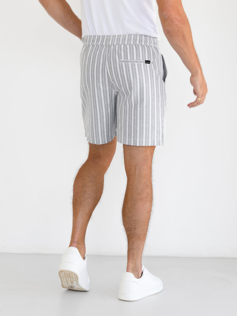Ellis Relaxed Stripe Shorts - Grey