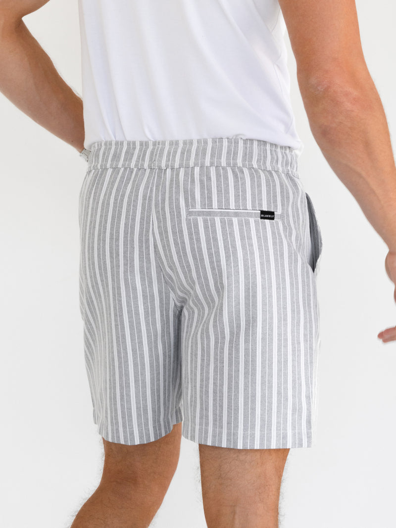 Ellis Relaxed Stripe Shorts - Grey