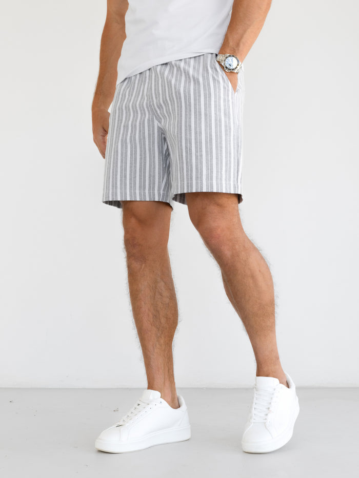 Ellis Relaxed Stripe Shorts - Grey