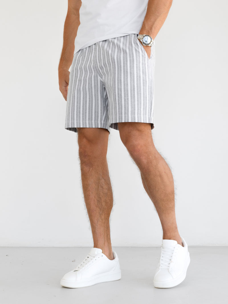 Ellis Relaxed Stripe Shorts - Grey