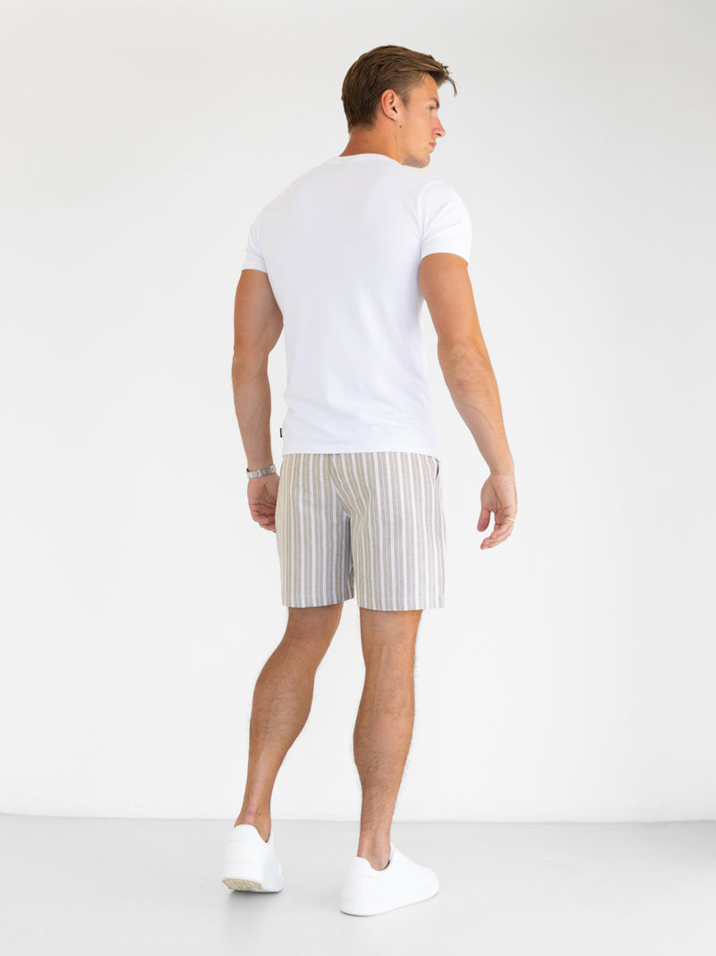 Ellis Relaxed Stripe Shorts - Light Brown