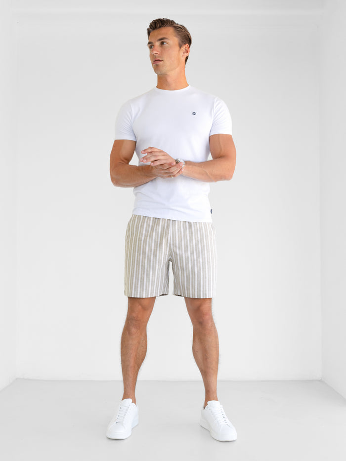 Ellis Relaxed Stripe Shorts - Light Brown
