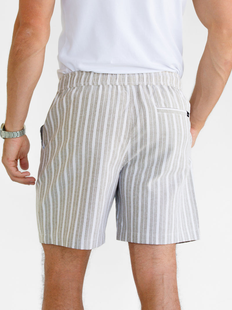 Ellis Relaxed Stripe Shorts - Light Brown