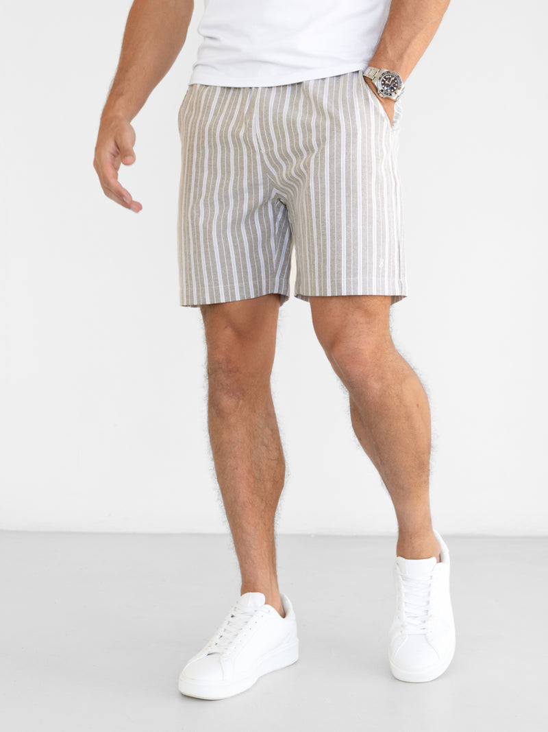 Ellis Relaxed Stripe Shorts - Light Brown