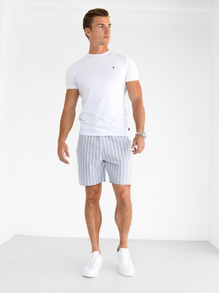 Ellis Relaxed Stripe Shorts - Blue