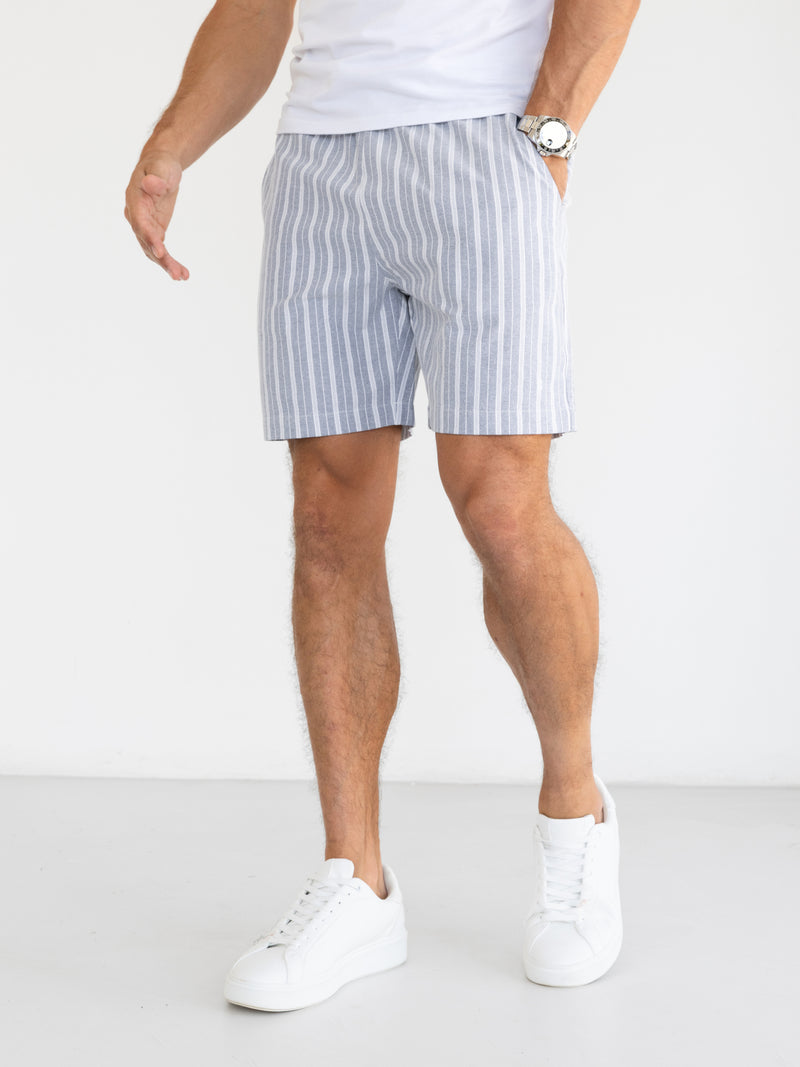 Ellis Relaxed Stripe Shorts - Blue