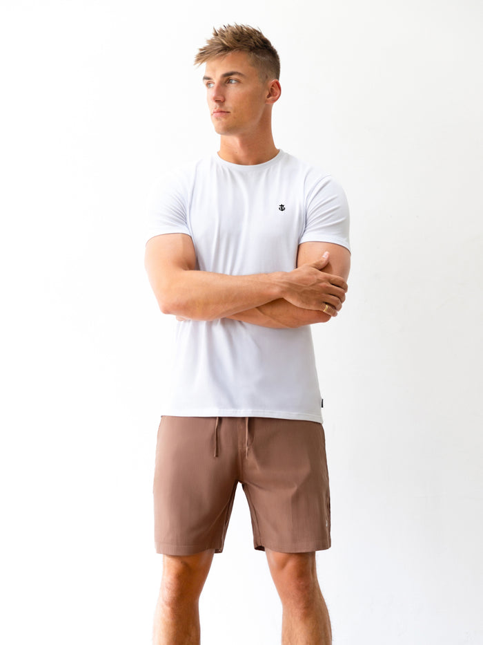 Keswick T-Shirt & Shorts Set - White & Burgundy